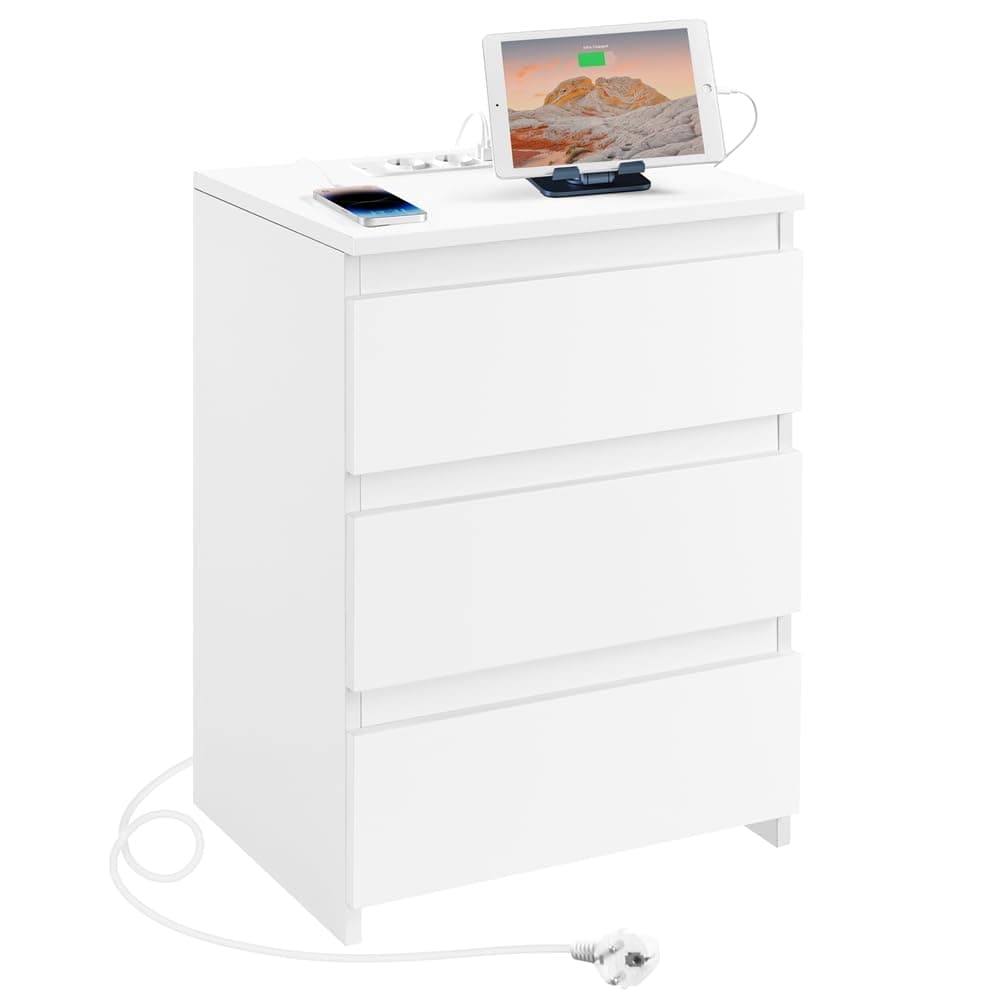Cómoda blanca con estación de carga