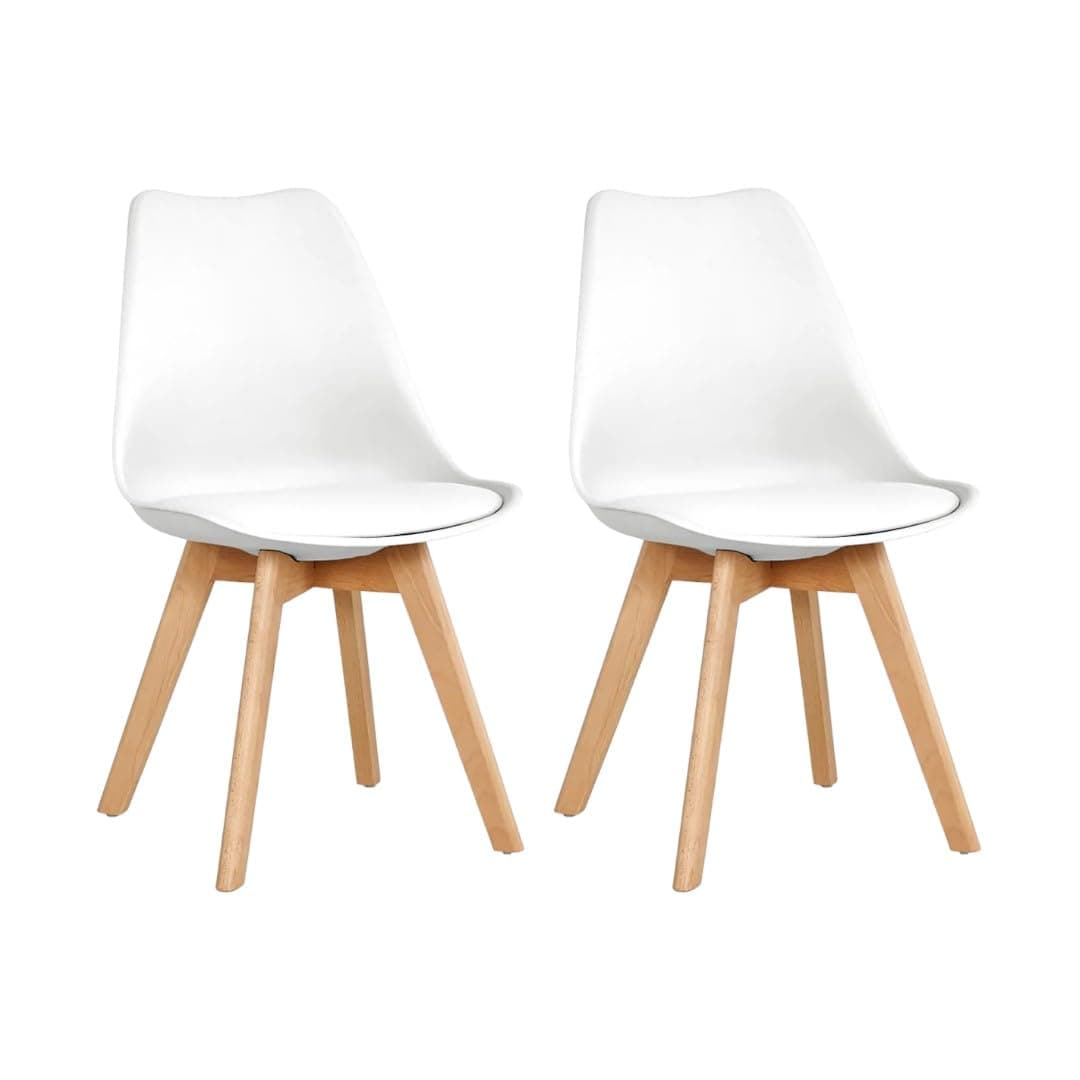 Silla de comedor blanca con patas de madera clara