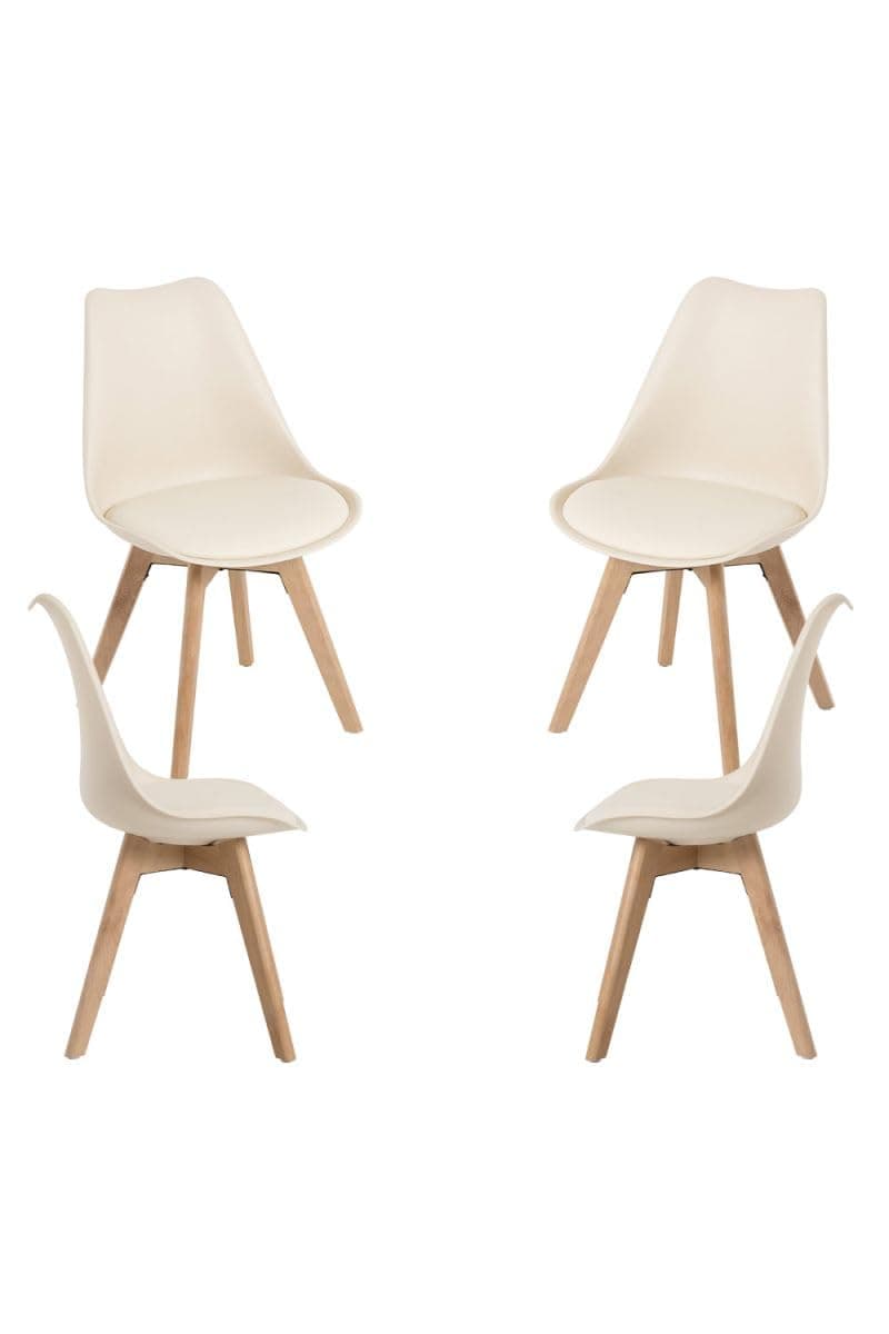 Silla de comedor estilo nórdico en beige y madera clara