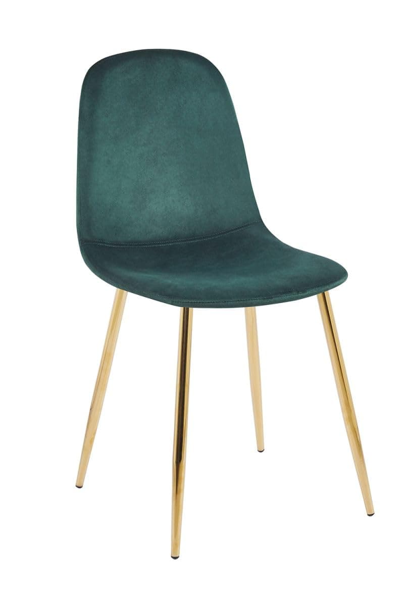 Silla de terciopelo verde con patas doradas