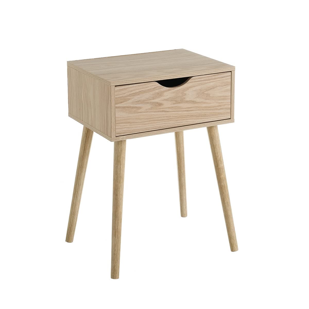 Mesita de noche nórdica de madera clara