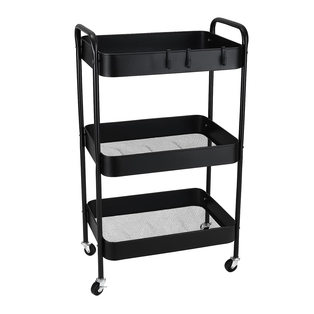 Carro de servicio negro de 3 niveles