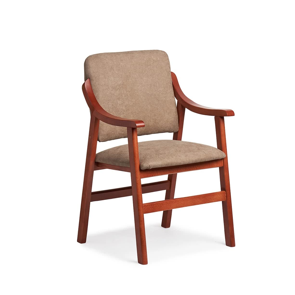 Sillón de madera con tapizado beige clásico