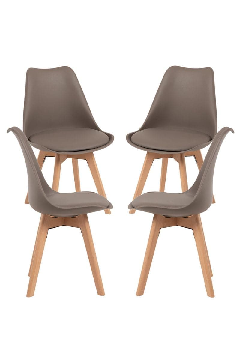 Silla de comedor estilo nórdico con asiento tapizado gris