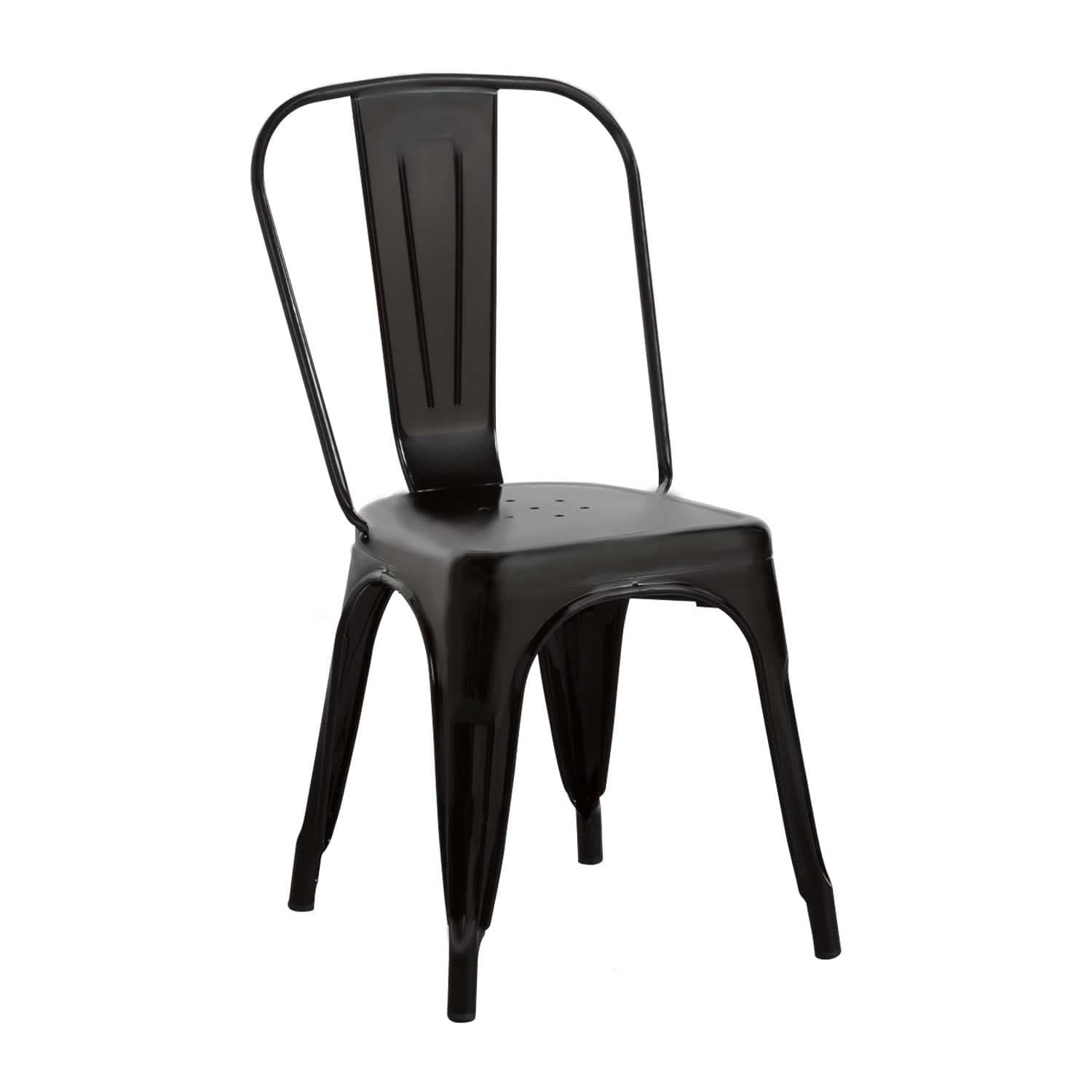 Silla de comedor industrial de metal negro