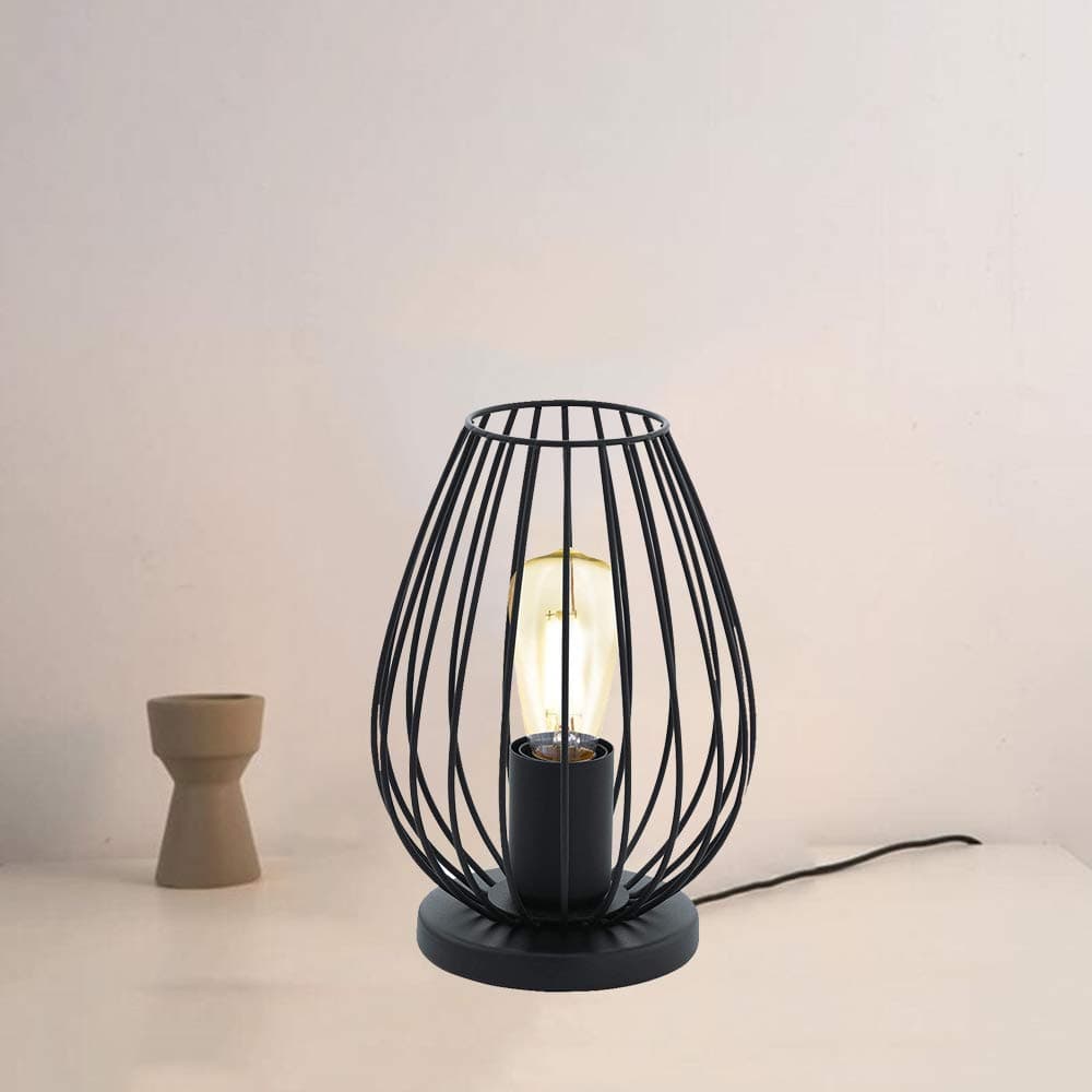 Lámpara de mesa de metal negra estilo industrial