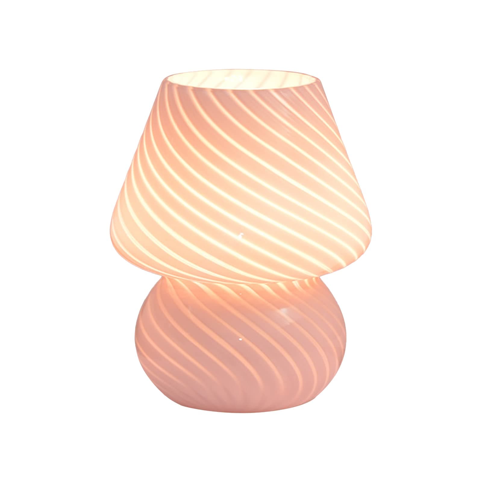 Lámpara de mesa de cristal rosa con diseño espiral