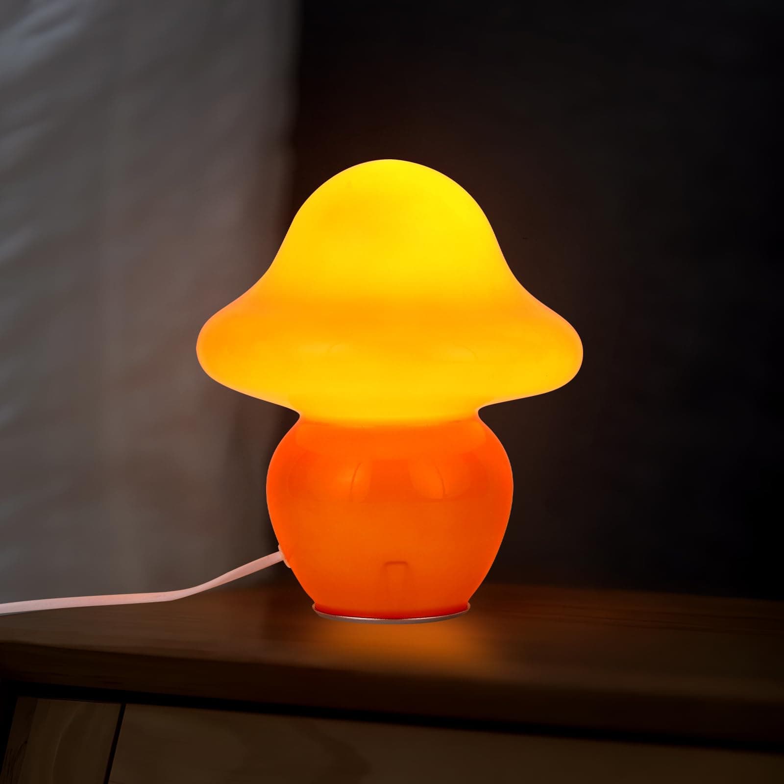 lámpara seta naranja, lámpara mesa diseño moderno