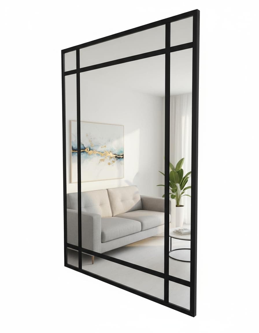 Espejo de pared con marco de metal negro