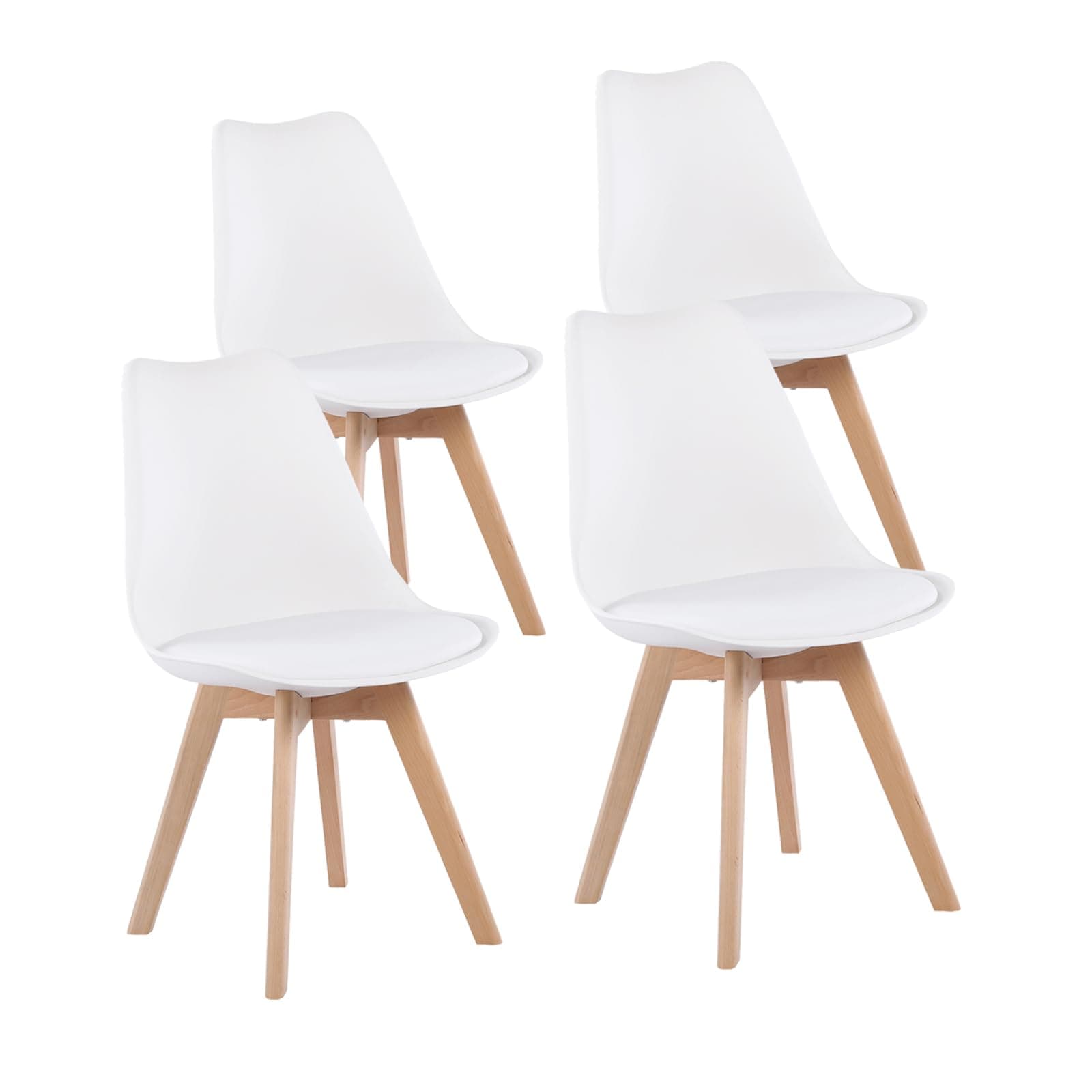 Silla de comedor blanca con patas de madera clara