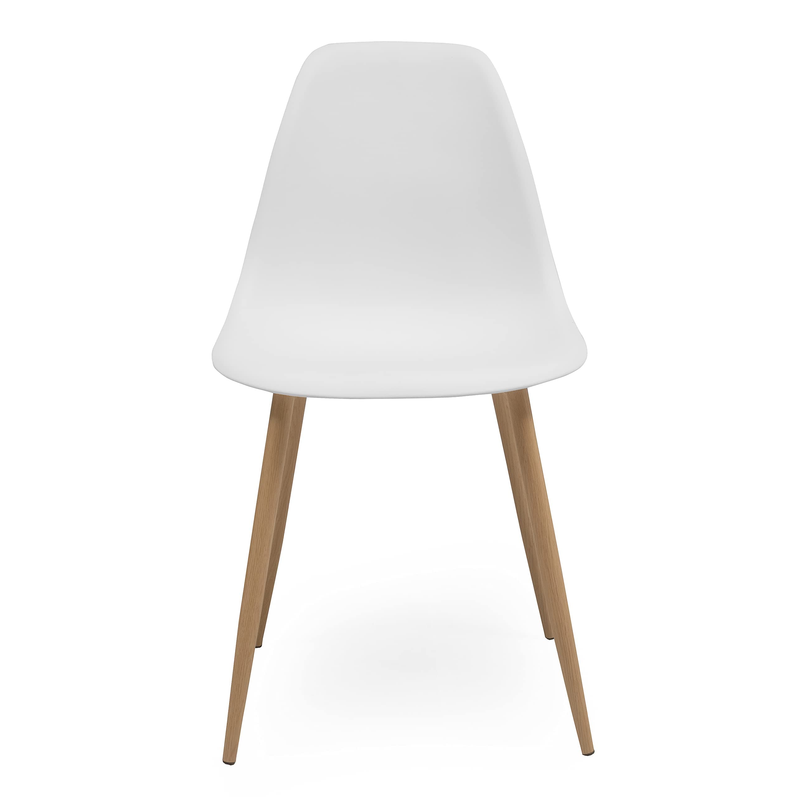 Silla de comedor blanca con patas de madera clara