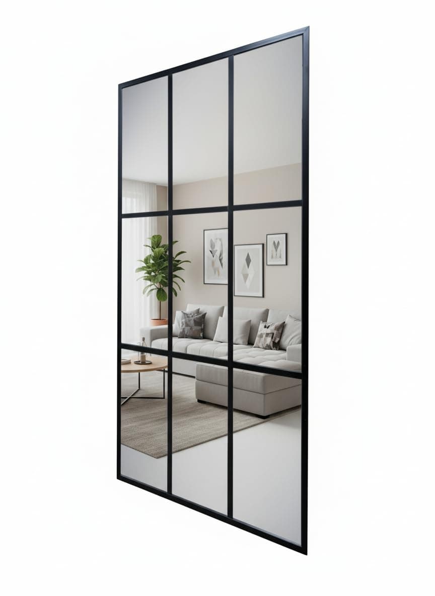 Espejo de pared con marco de metal negro