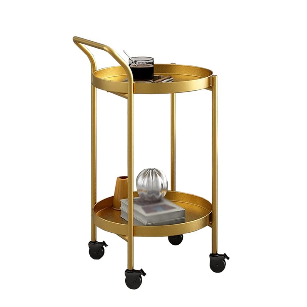Carrito de servicio dorado con ruedas