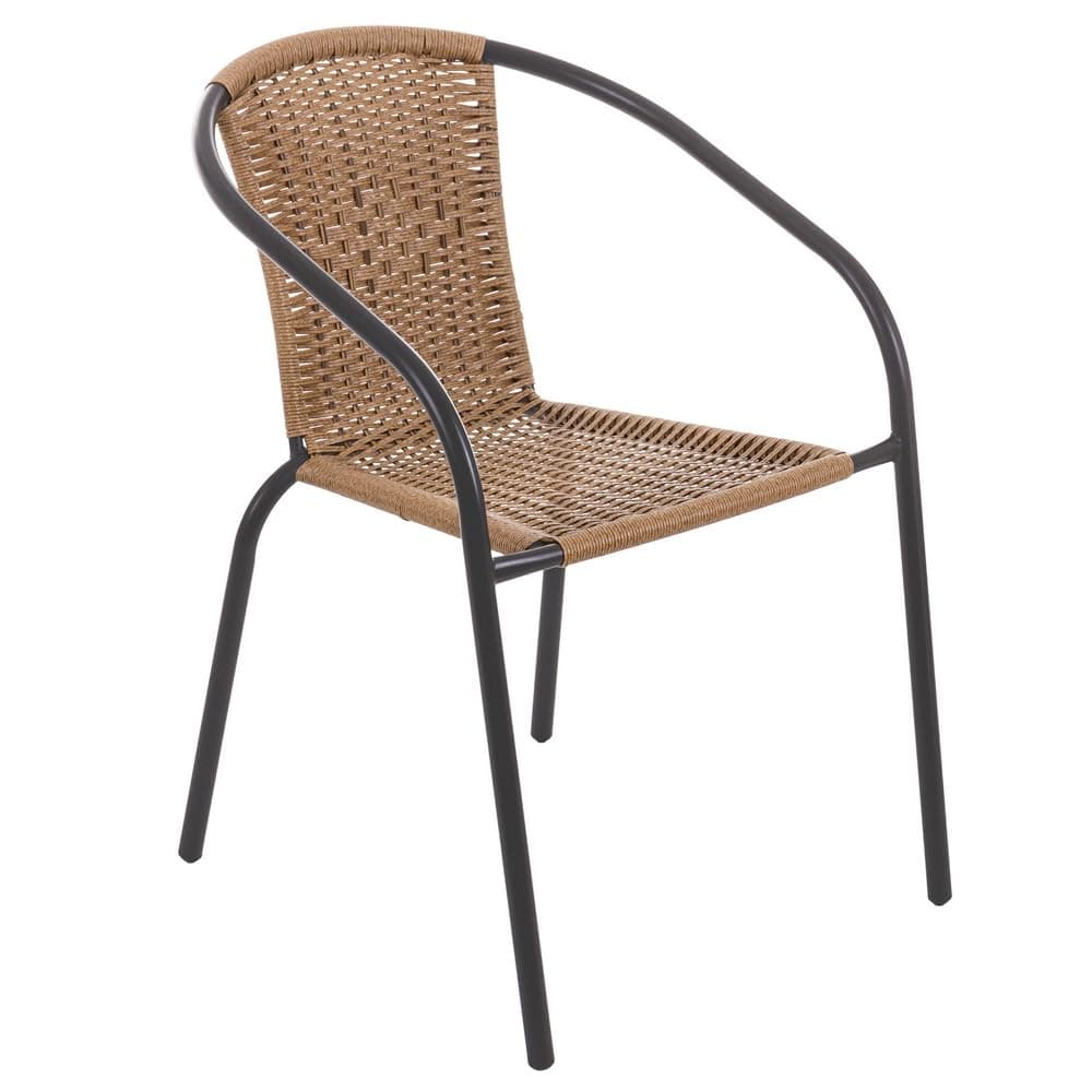 Silla de exterior ratán sintético y metal negro