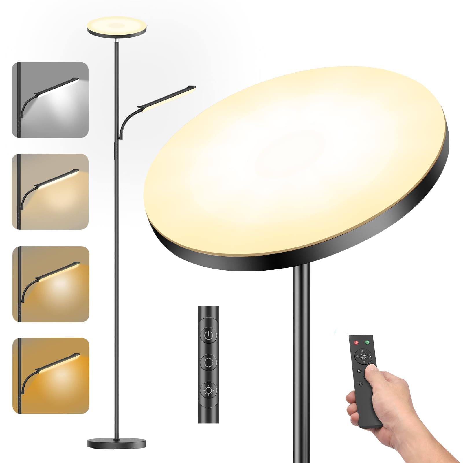 Lámpara de pie LED moderna con luz de lectura