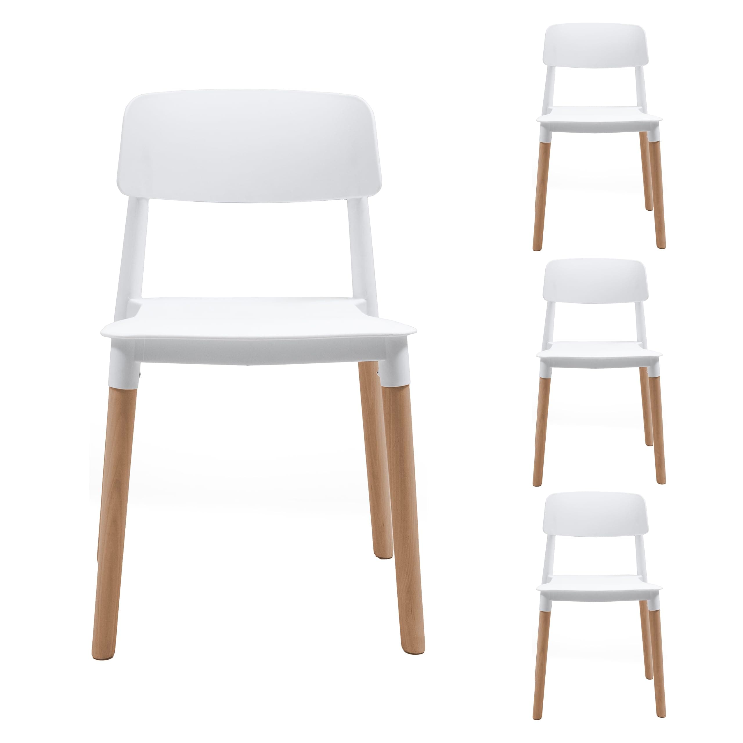 Silla de Comedor Blanca con Patas de Madera Clara