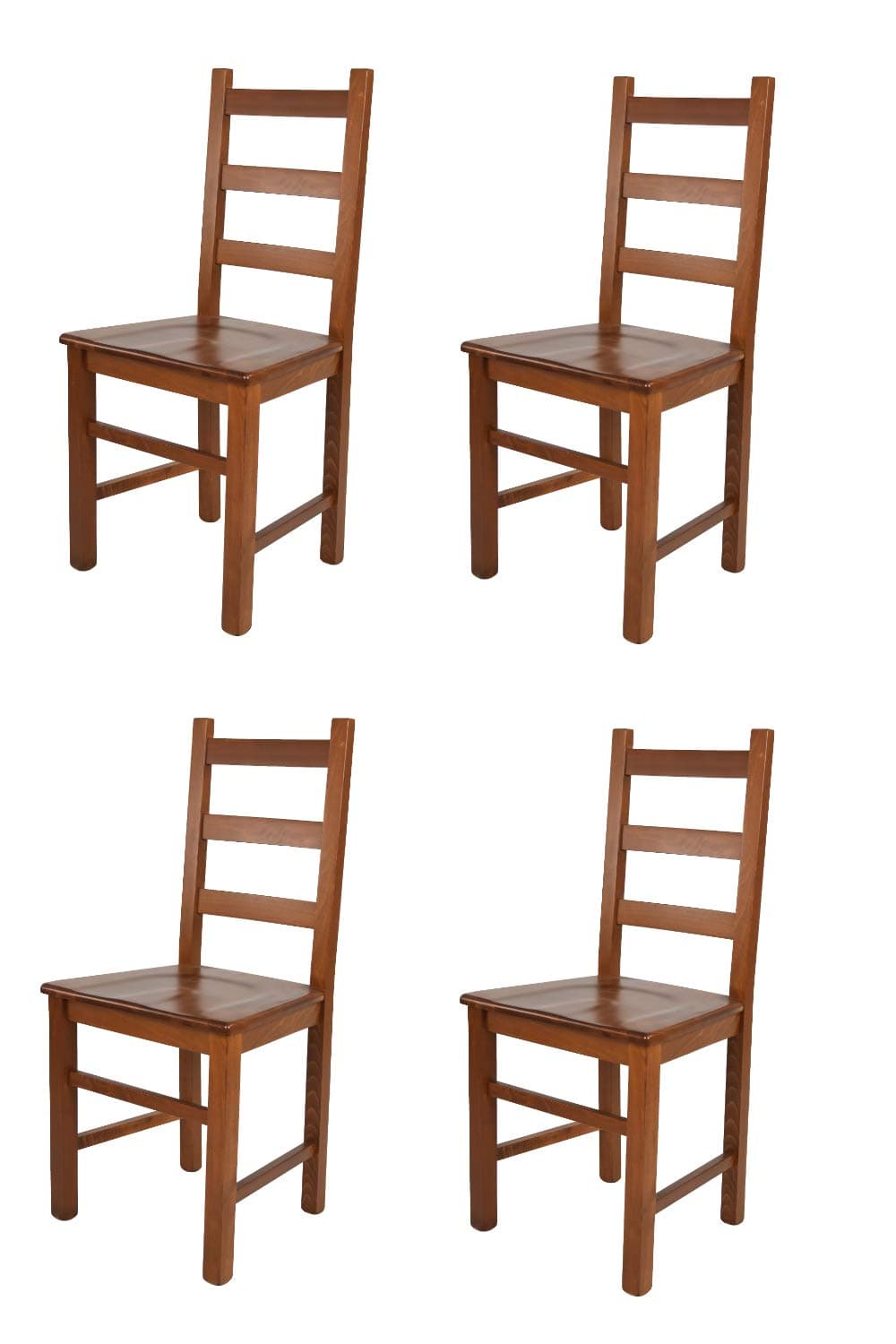 Juego de 4 Sillas de Comedor Clásicas de Madera Marrón