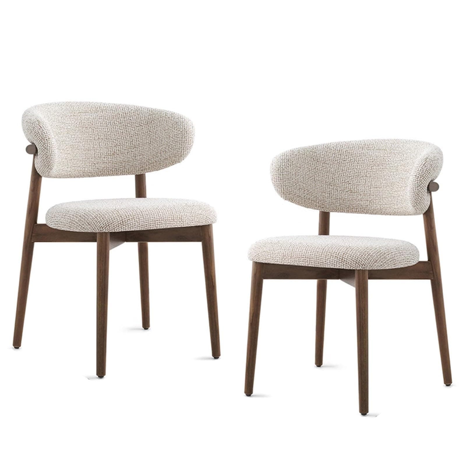 Silla de comedor tapizada en bouclé y madera oscura