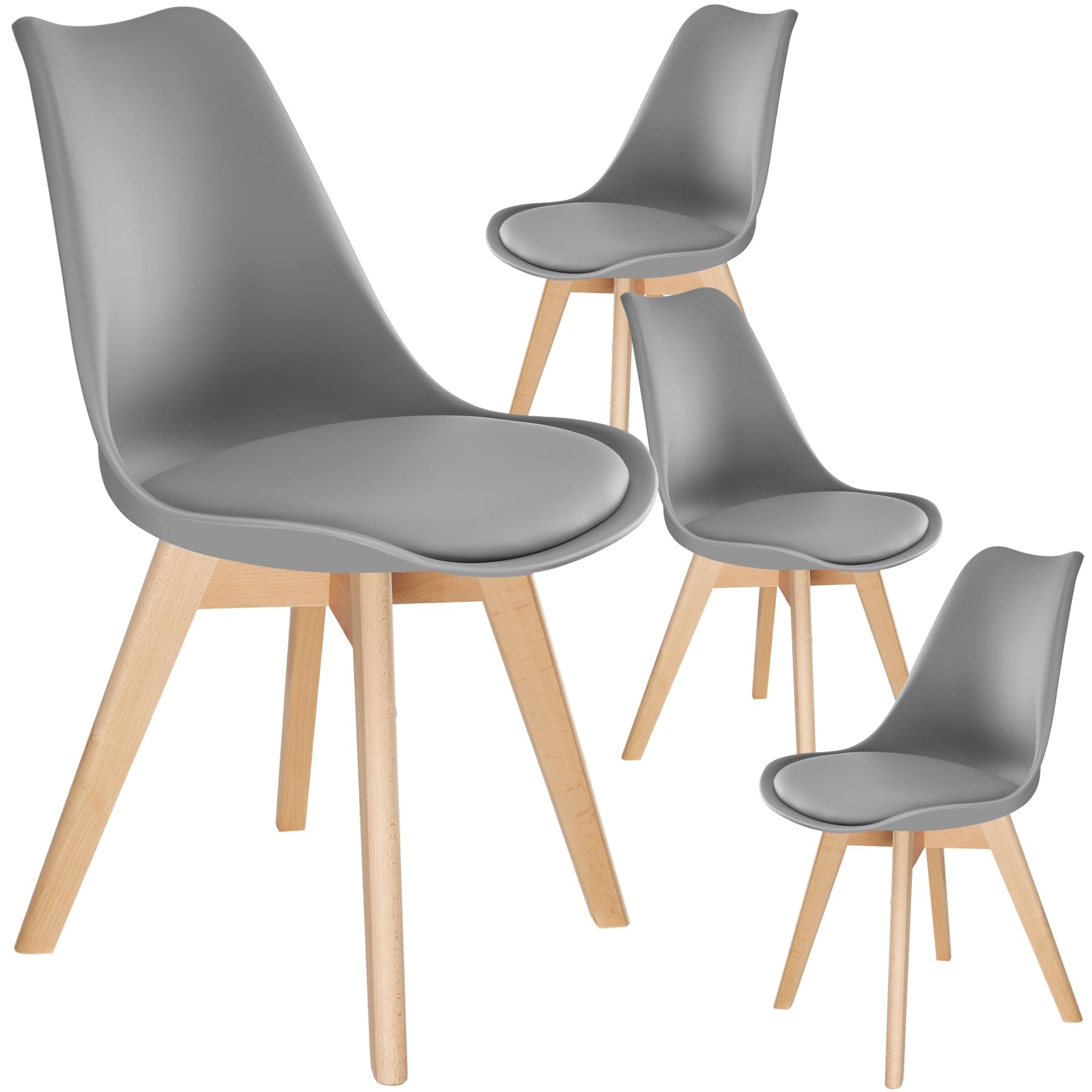 Sillas de comedor grises con patas de madera clara estilo nórdico