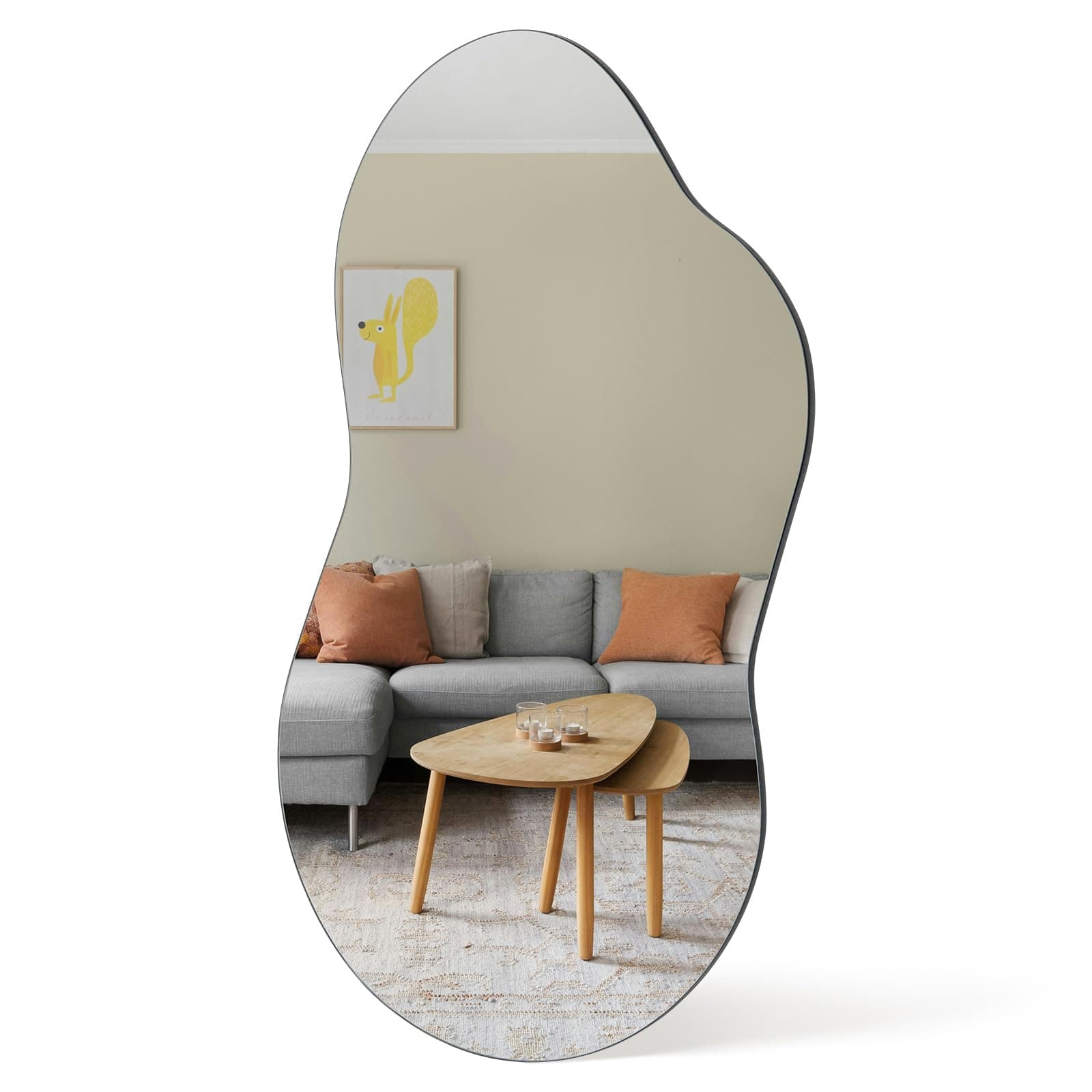 Espejo de pared asimétrico con borde negro