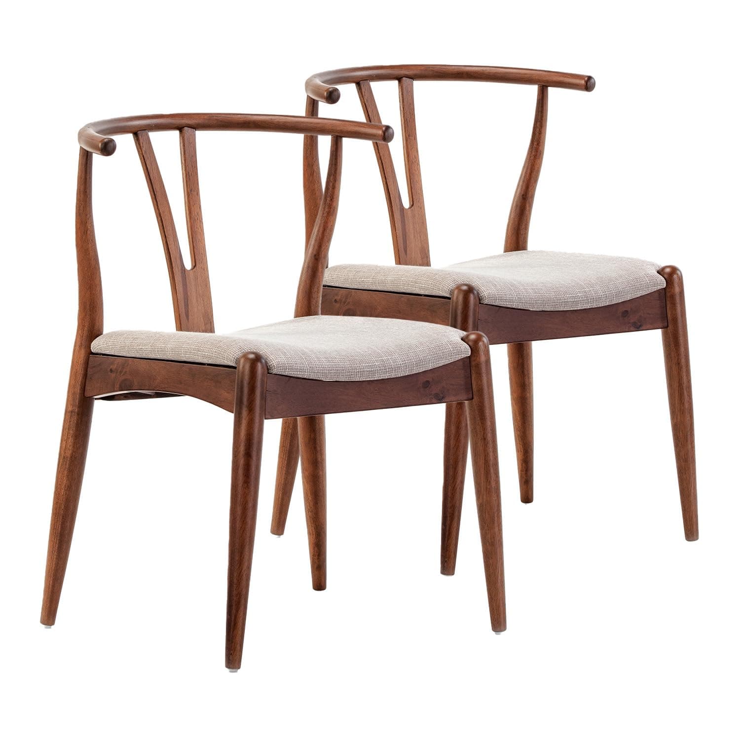 Silla de comedor de madera estilo Wishbone con asiento tapizado