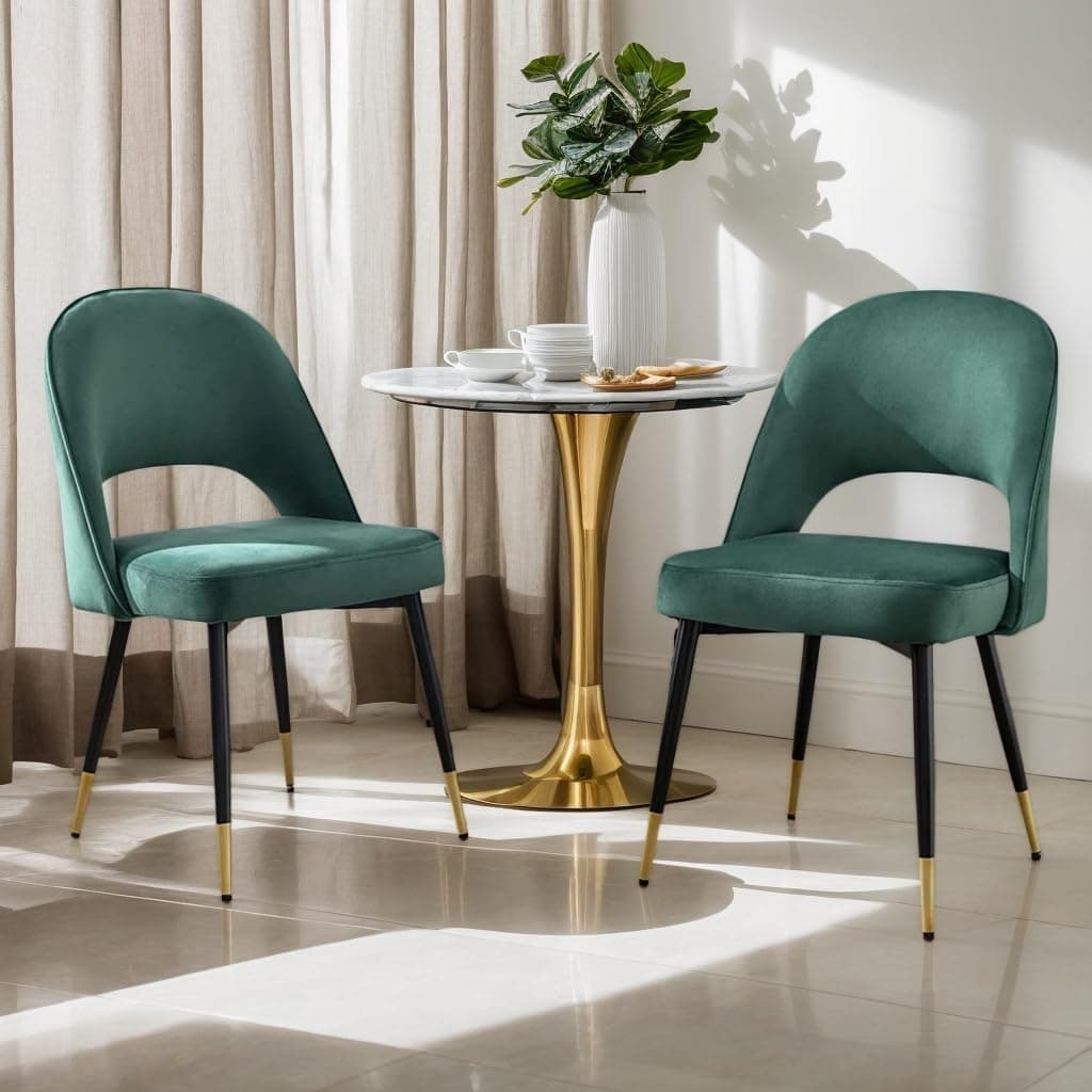 silla comedor terciopelo verde, silla patas metal negro