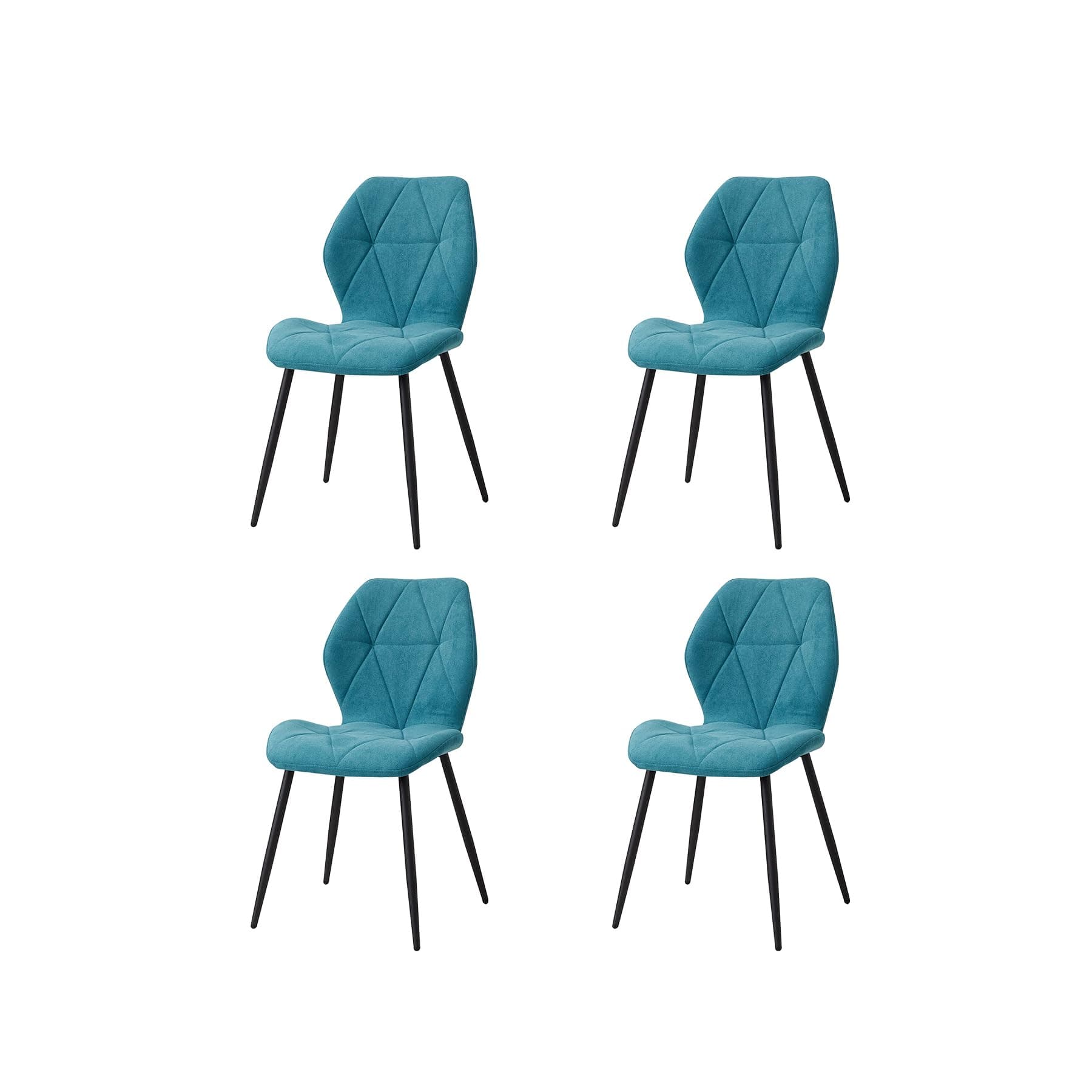 Silla de Comedor Tapizada Azul Turquesa con Patas Negras