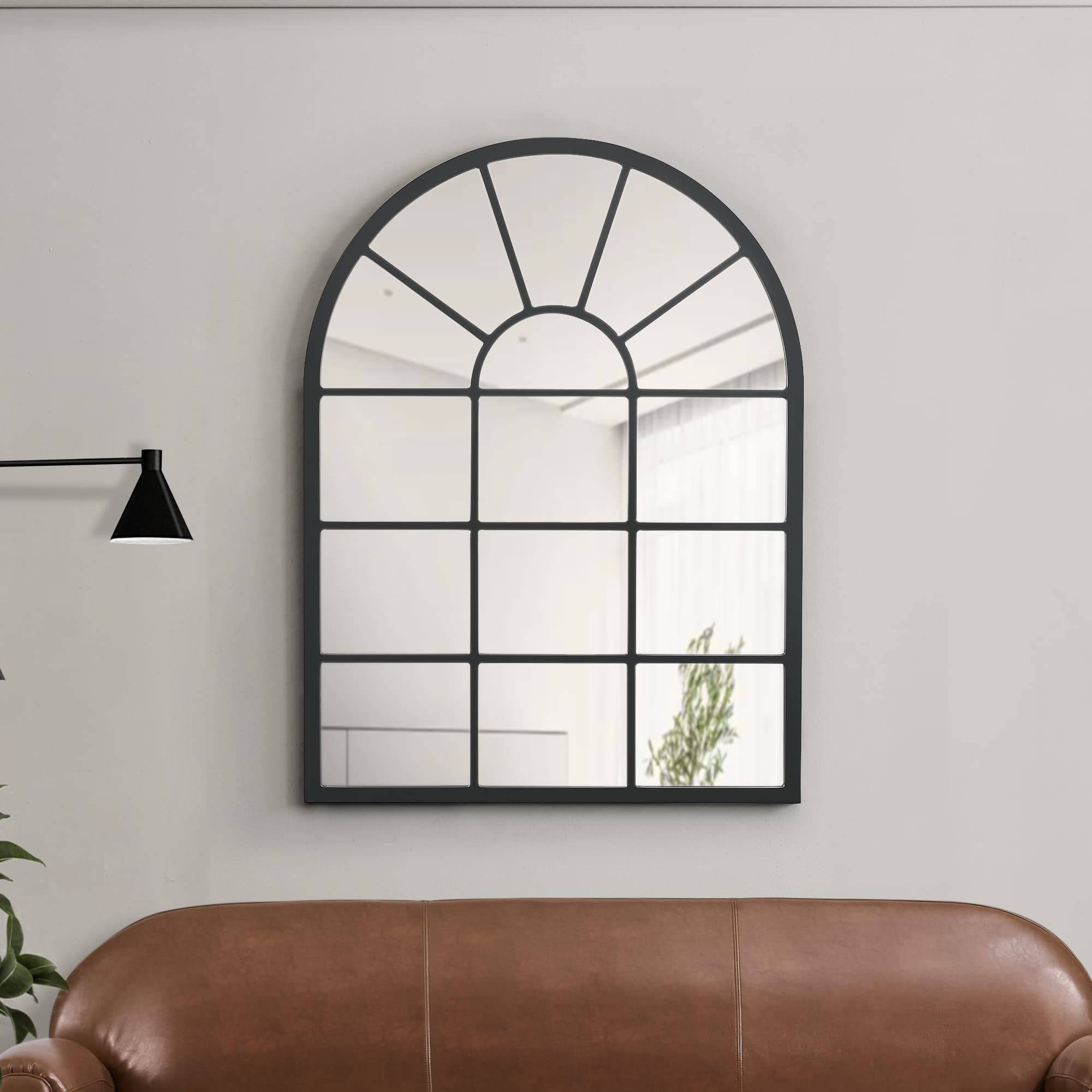 Espejo de pared arco negro estilo ventana