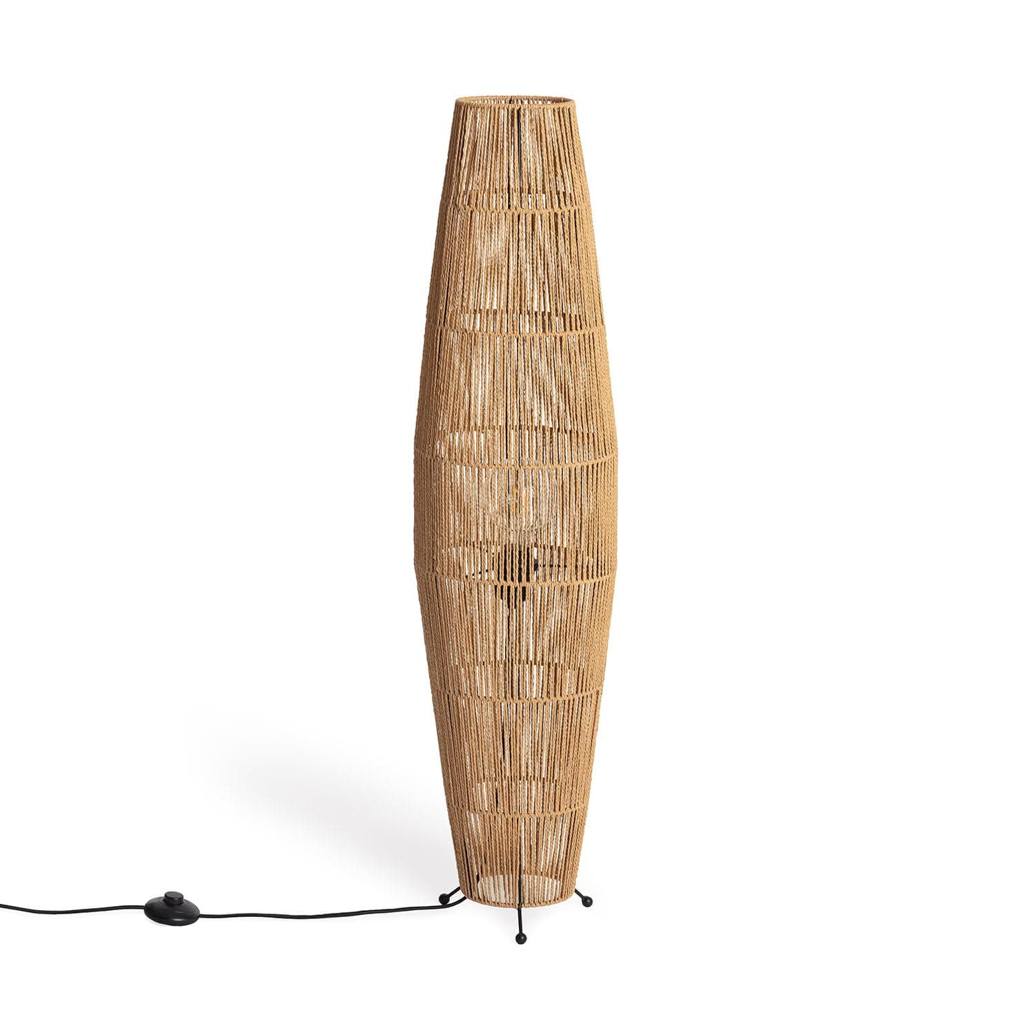 Lámpara de pie alta de ratán natural