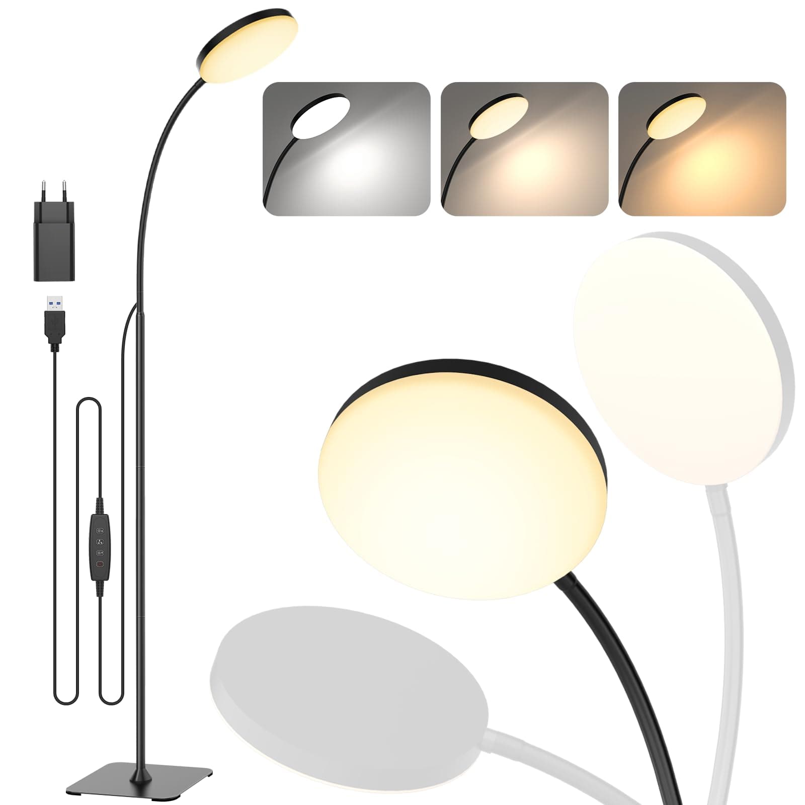 Lámpara de pie LED minimalista negra