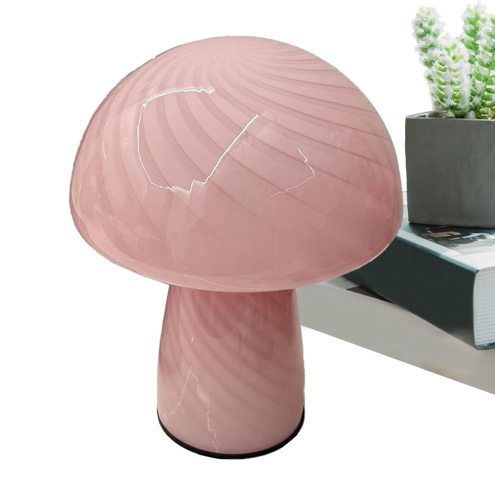 Lámpara de mesa seta rosa de cristal