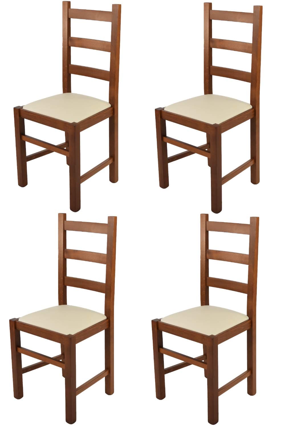 Silla de Comedor de Madera con Asiento Acolchado Beige