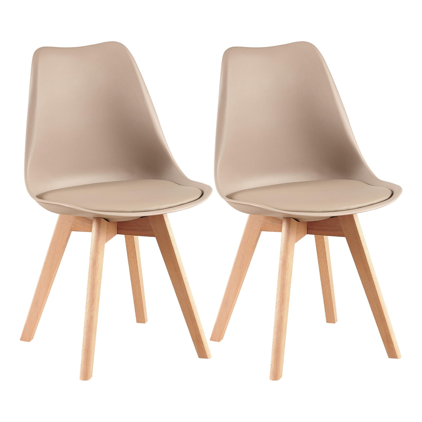 Set de dos sillas de comedor estilo nórdico beige