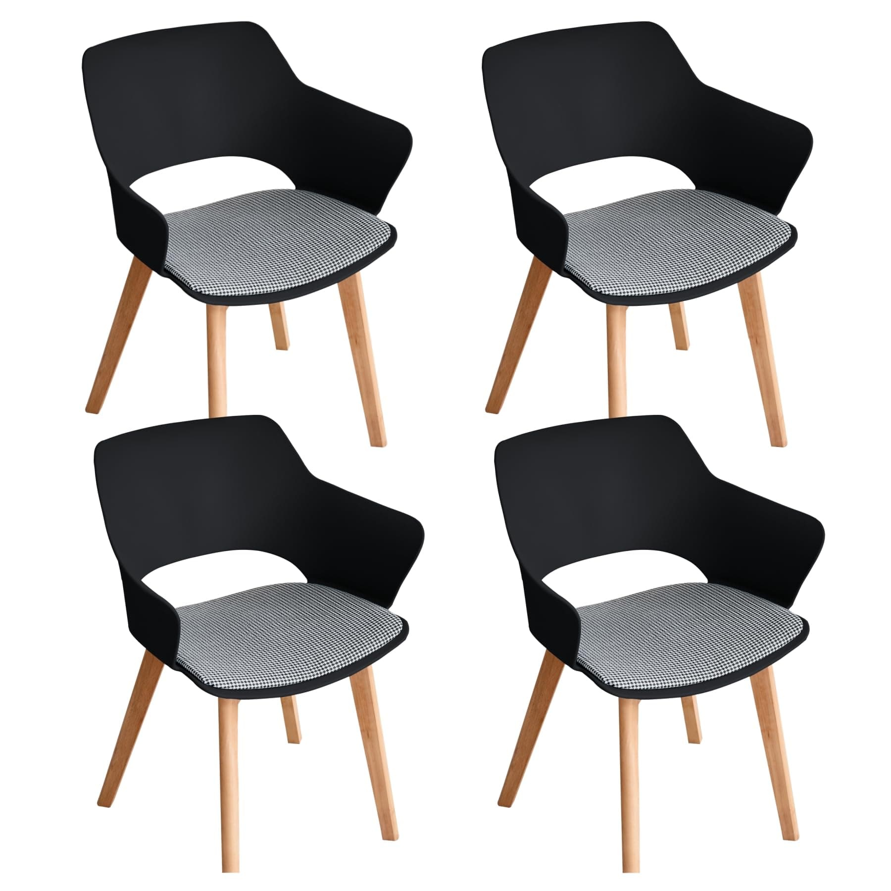 Silla de comedor negra con patas de madera clara