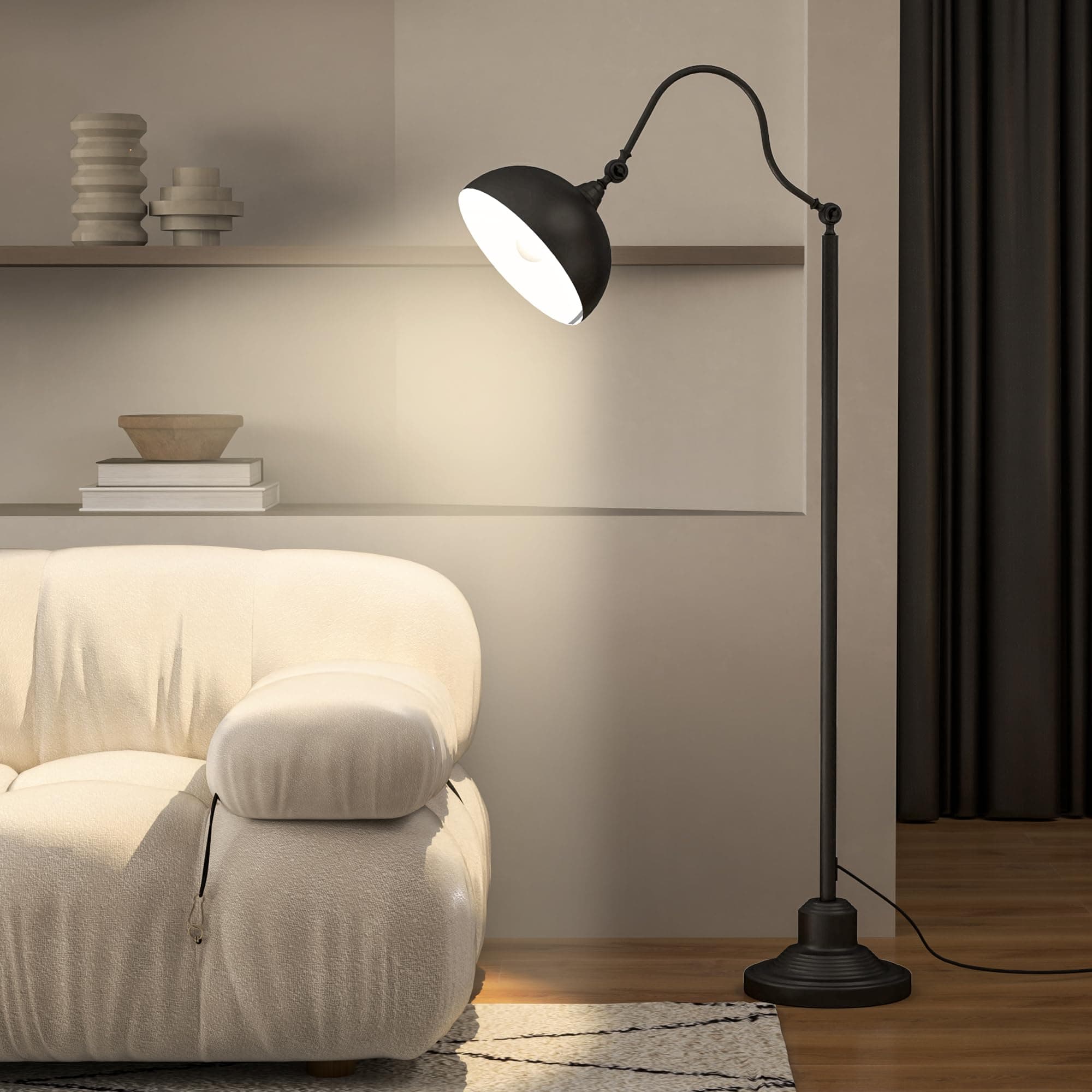 Lámpara de pie negra estilo industrial