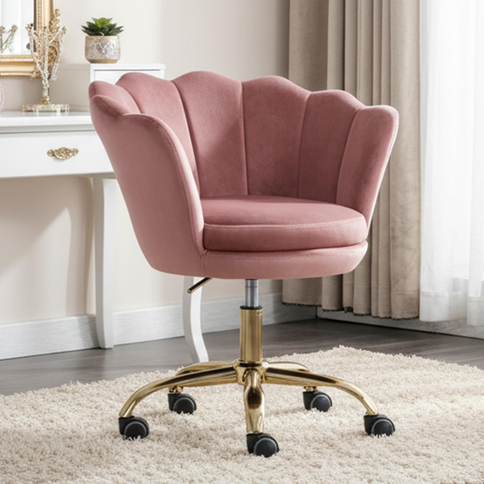 silla escritorio rosa terciopelo, silla tocador glam
