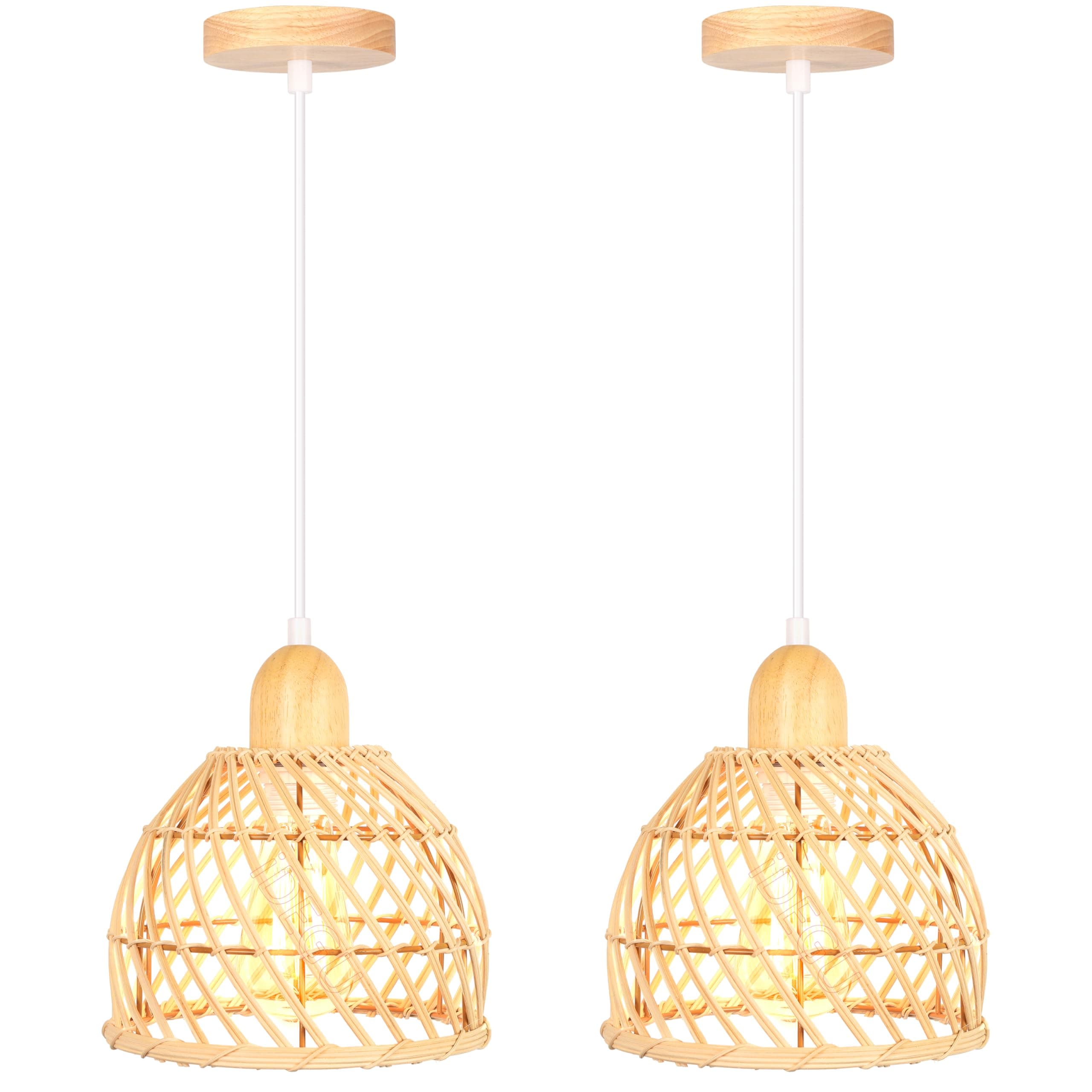 Lámpara colgante de ratán natural