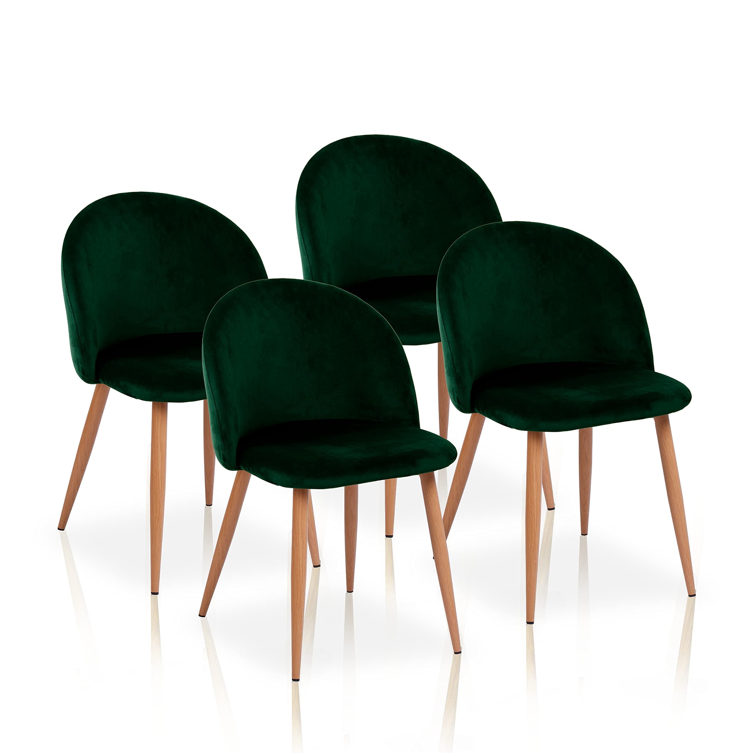 Silla de comedor tapizada en terciopelo verde oscuro