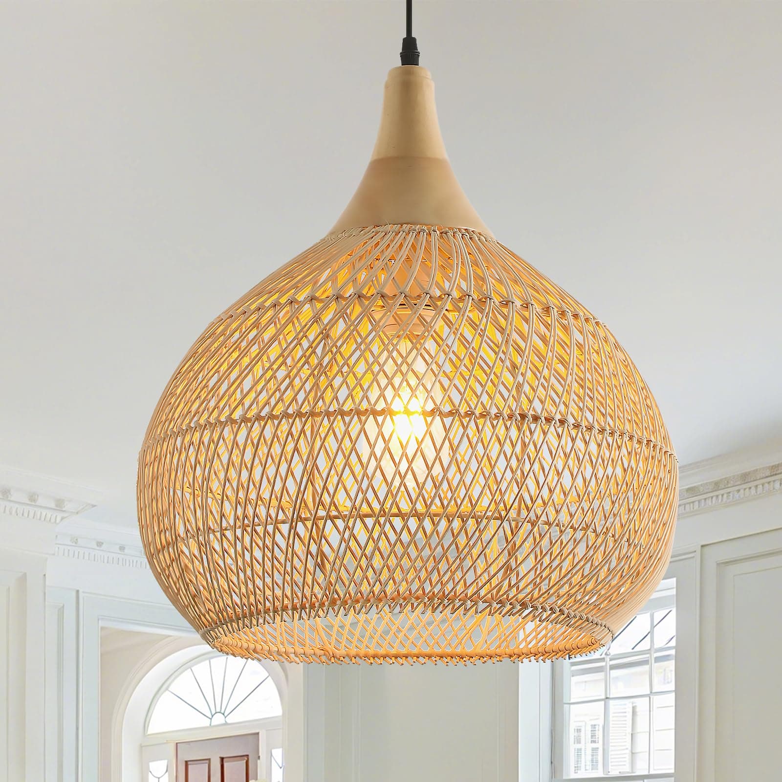 Lámpara colgante de ratán natural