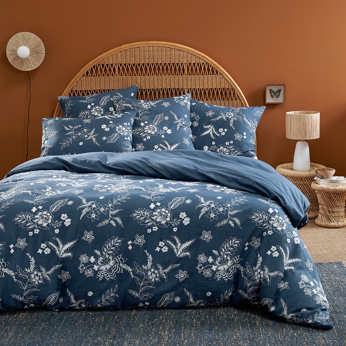 Juego de funda nórdica azul con estampado floral