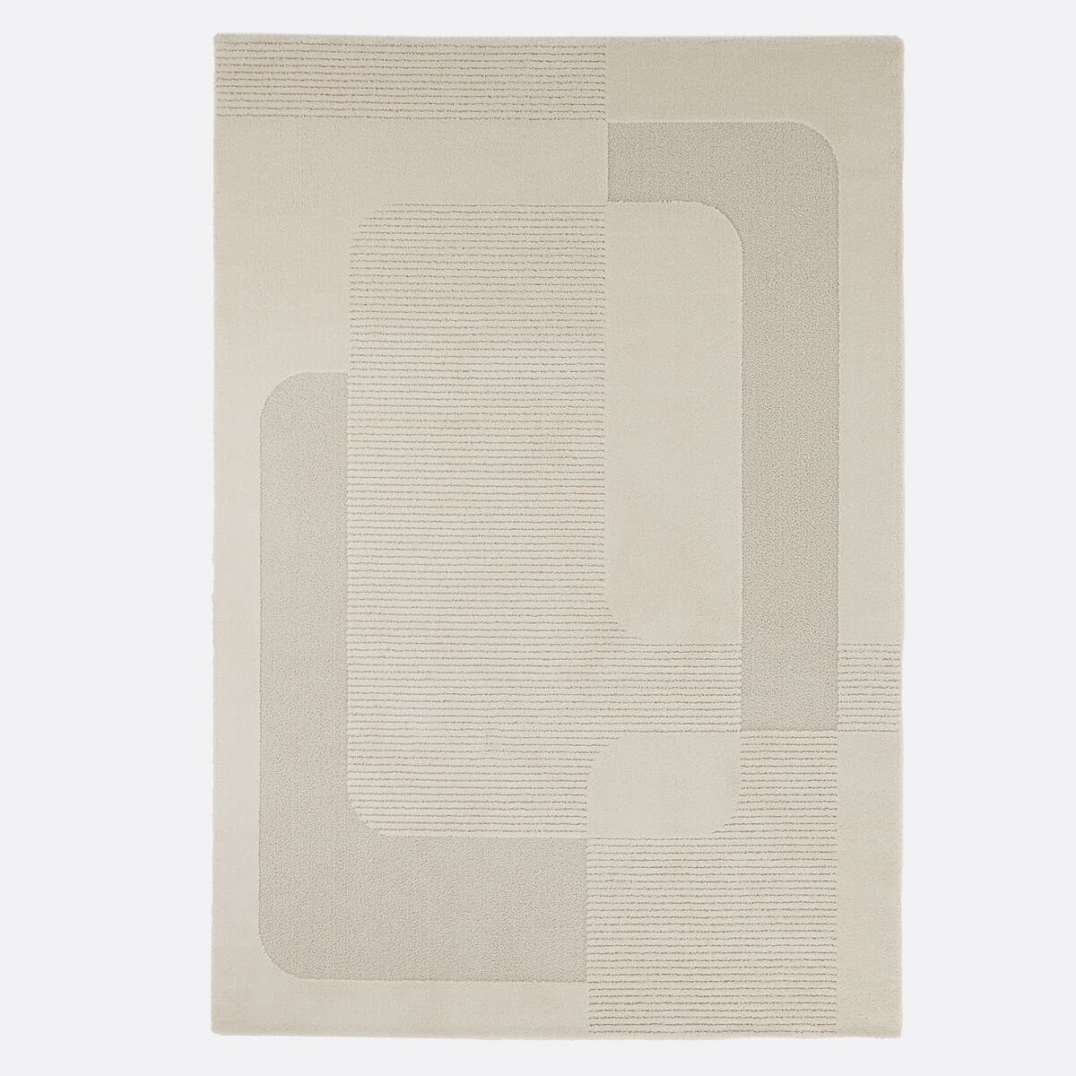 Alfombra geométrica beige con textura