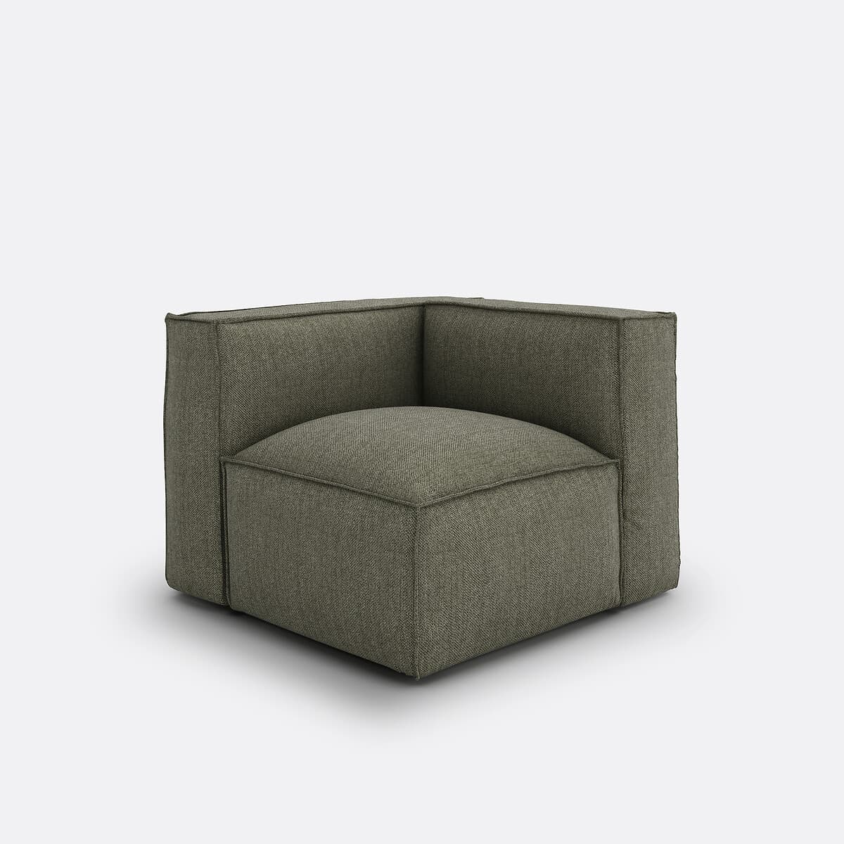 Sillón modular tapizado en tela verde