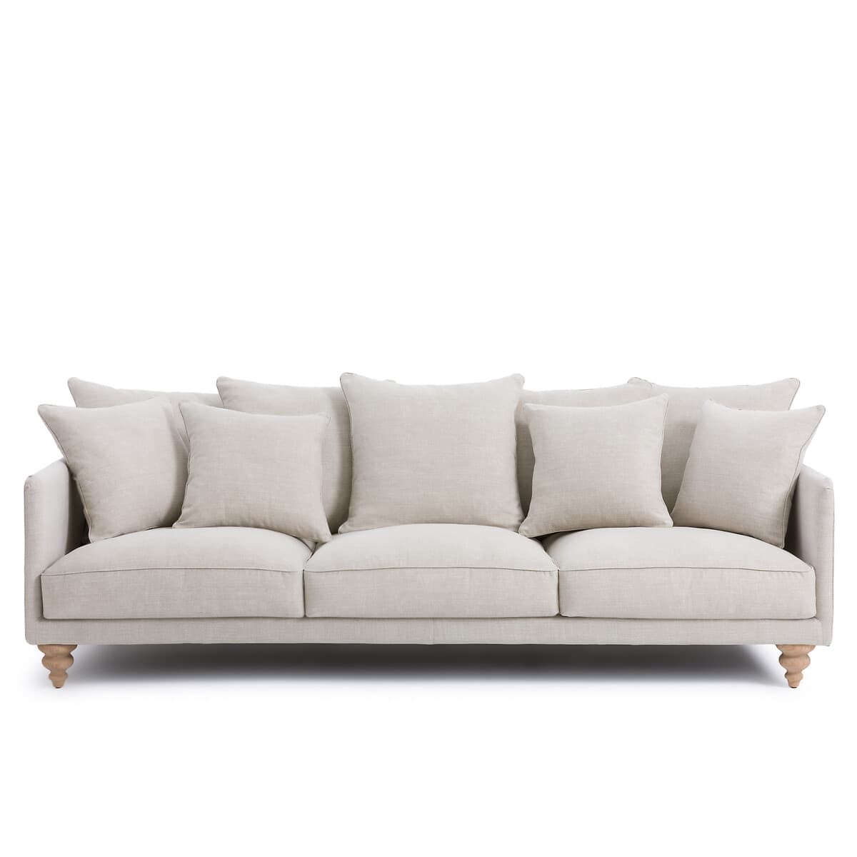 Sofá de 3 plazas tapizado en lino color beige