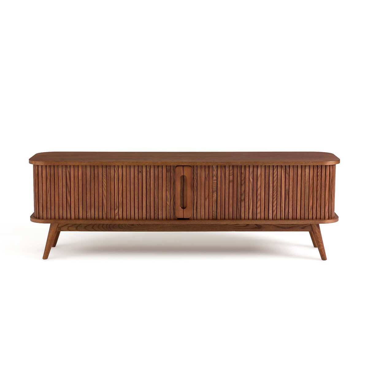 Aparador bajo de madera con listones verticales