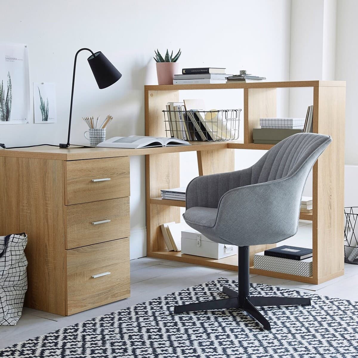 escritorio esquinero madera, escritorio con estantería