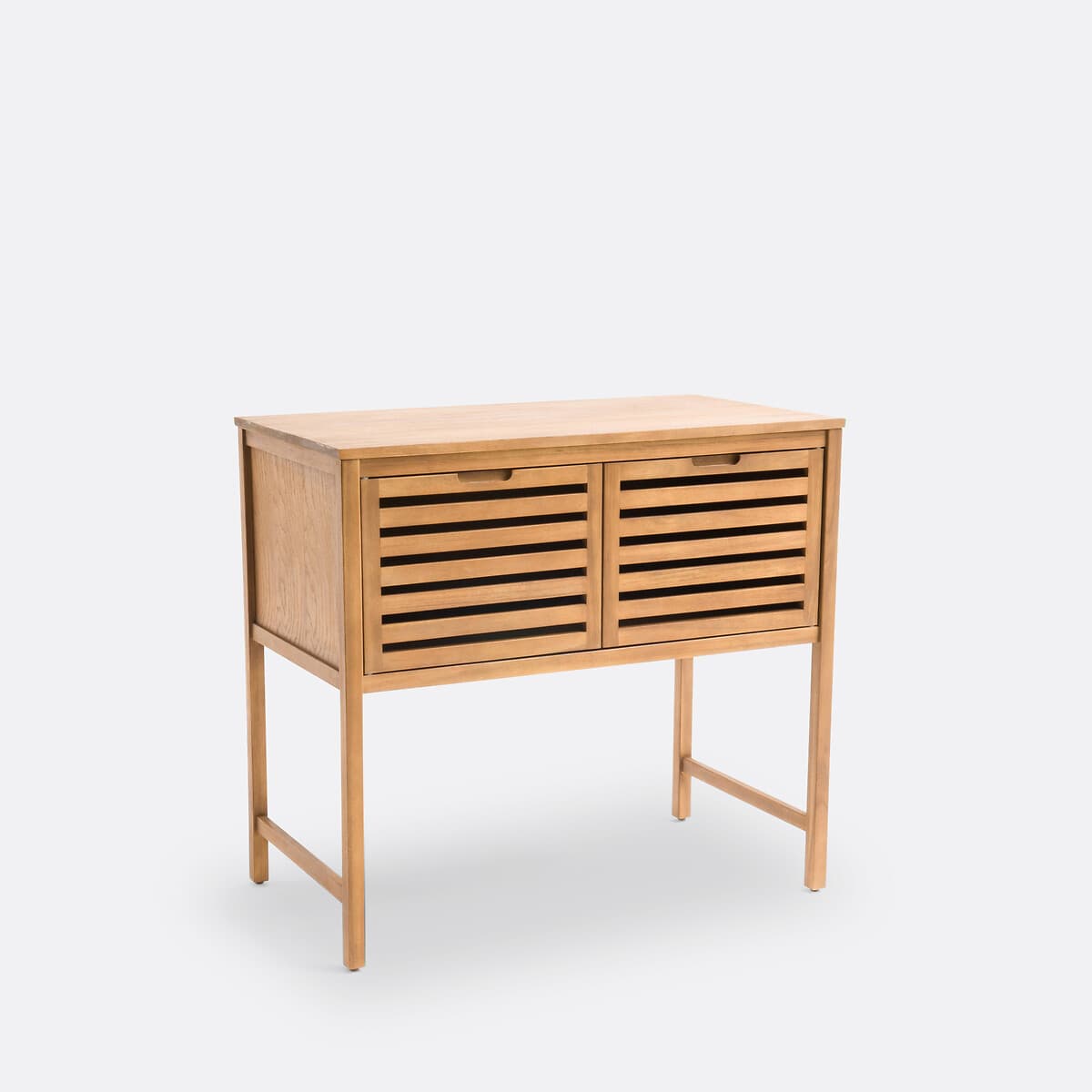 Aparador de madera clara con dos cajones