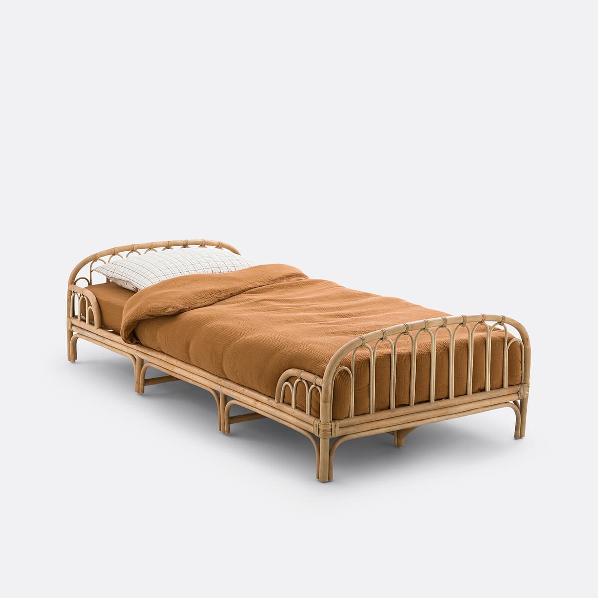 Cama individual de ratán natural