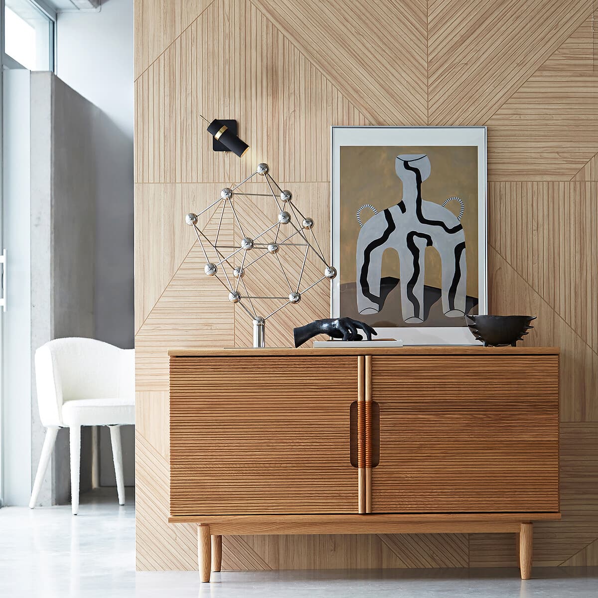 aparador estilo nordico, mueble almacenamiento salon