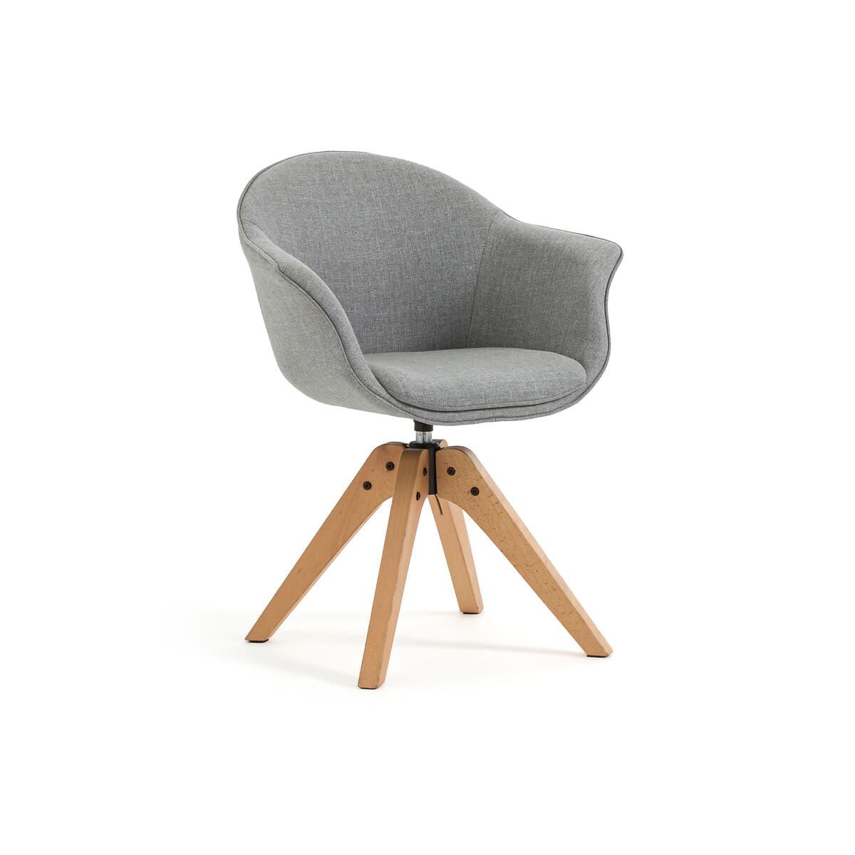 Silla de escritorio giratoria gris con patas de madera