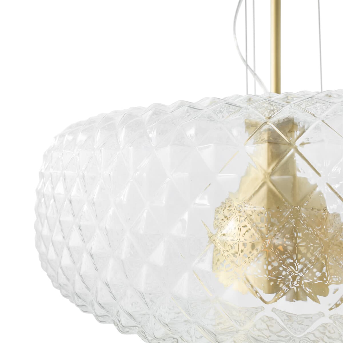 Lámpara de techo de cristal transparente y dorado